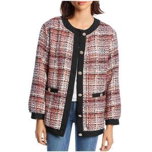 Lini XS Autumn Pink Tweed Jacket ￼Blazer Long Sleeve Collarless